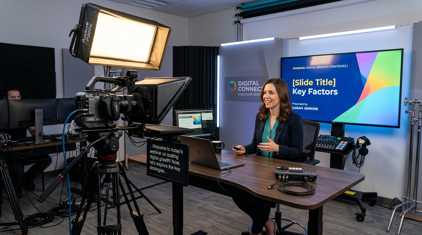 Captation vidéo de webinaire d'entreprise : studio mobile, décor et habillage graphique
